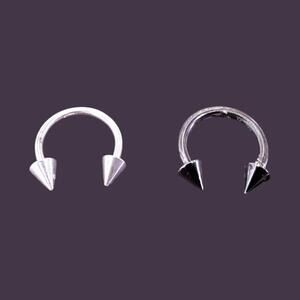 Pair of Stainless Steel Horseshoe Circular Barbell Rings